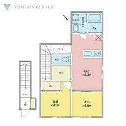 Maison de Rich東明 2DKの間取図画像
