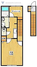 コージーコート大学前 1Kの間取図画像
