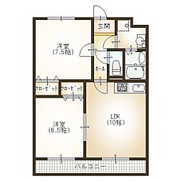 メゾン・ド・ララバイ2 2LDKの間取図画像