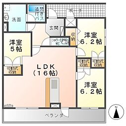 Brandnew City E 6階3LDKの間取り
