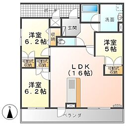 JR北陸新幹線 上田駅 徒歩30分の賃貸マンション 6階3LDKの間取り