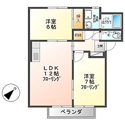 JR北陸新幹線 上田駅 徒歩32分の賃貸アパート 1階2LDKの間取り