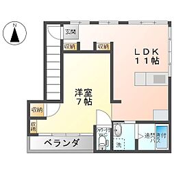 上田電鉄別所線 上田駅 徒歩15分の賃貸アパート 2階1LDKの間取り