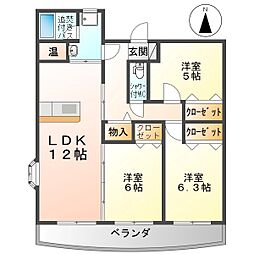 JR北陸新幹線 上田駅 徒歩30分の賃貸マンション 1階3LDKの間取り