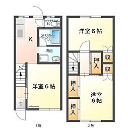 しなの鉄道 滋野駅 徒歩16分の賃貸アパート 2階3Kの間取り