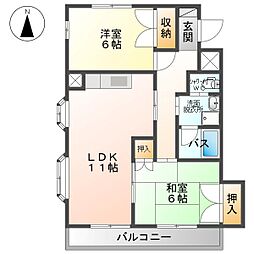 ホワイン　サンビエン 1階2LDKの間取り