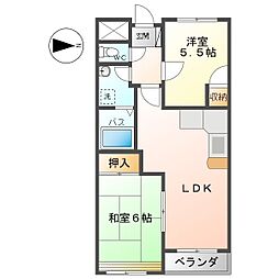 メゾン21住吉B 1階2LDKの間取り