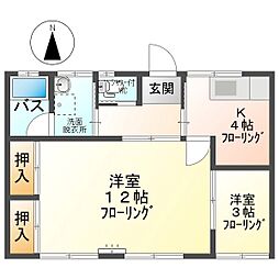 依田アパート　F棟 2Kの間取り