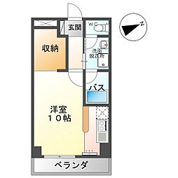Brandnew City C 4階ワンルームの間取り