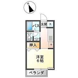 サンビレッジ塩尻B 2階1Kの間取り