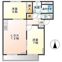 JR北陸新幹線 上田駅 徒歩34分の賃貸アパート 2階2LDKの間取り