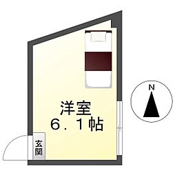 上田電鉄別所線 上田駅 徒歩10分の賃貸アパート 2階ワンルームの間取り