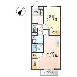 サープラス寿A 1階1LDKの間取り