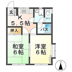クレールあおば 2Kの間取図画像