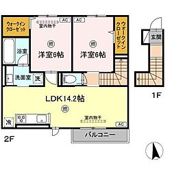 サンコーポラス御所 2LDKの間取図画像
