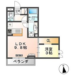 トリシア横町SOUTH 1LDKの間取図画像
