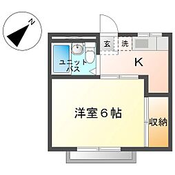 サンライズハイツ常田 1Kの間取図画像