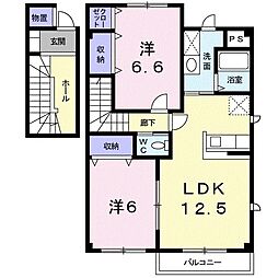 セレーノヒナザワB 2LDKの間取図画像