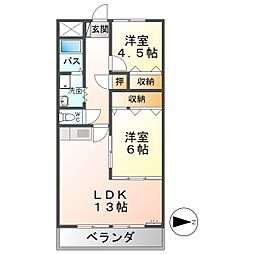 ichikawa古里第2ビル 2LDKの間取図画像