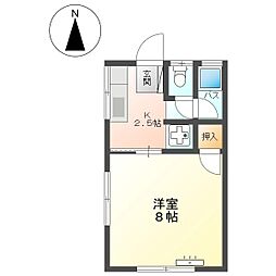 コーポ上原 1Kの間取図画像