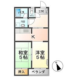 小平マンション 2Kの間取図画像
