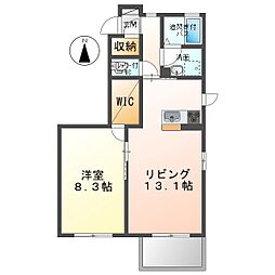 マストタウン上田原A 1LDKの間取図画像