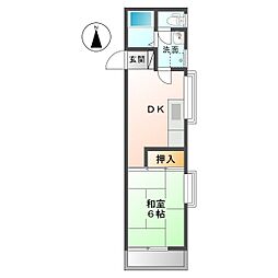ハイツとみ 1DKの間取図画像
