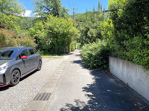 南側道路の様子です。建物有市建築時、セットバックを要します。