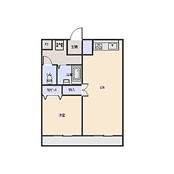 レジデンスアクツ 2階1LDKの間取り