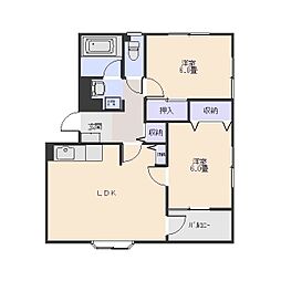 レクセル・オナイＢ 3階2LDKの間取り