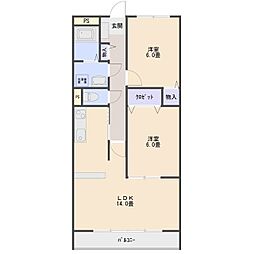 生形マンション 2LDKの間取図画像
