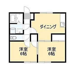リバーサイドヒルズ 2DKの間取図画像