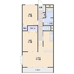 生形マンション 2LDKの間取図画像