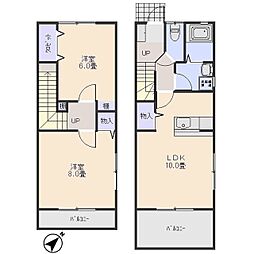 プレミールI 1階2LDKの間取り