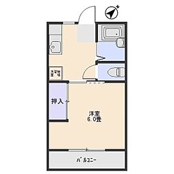 ハイツ吉川 2階1Kの間取り