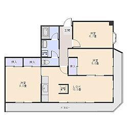 ハイツグリーンプラザ 3LDKの間取図画像