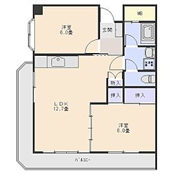 グリーンプラザ 2階2LDKの間取り