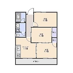 ハイツグリーンプラザ 3DKの間取図画像