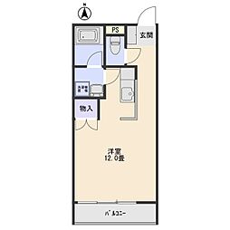 レジデンス輝樹 3階1Kの間取り