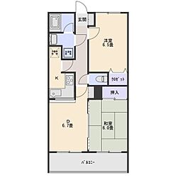 前橋ダイヤモンドマンション 9階2DKの間取り