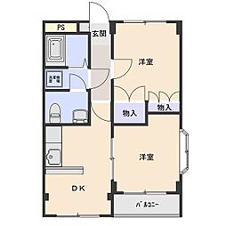 ドルフィン高井 2DKの間取図画像