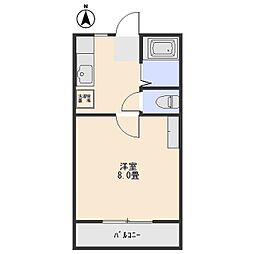 ホワイトタウン宮B 1Kの間取図画像