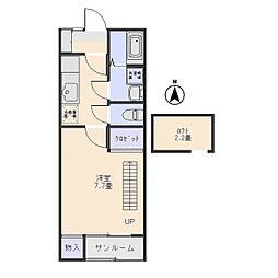 ル・シエールA 1Kの間取図画像