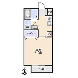 サニーハイツ中島A 1Kの間取図画像