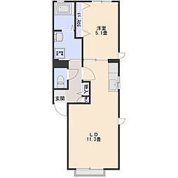 ホクレアの丘F 1LDKの間取図画像