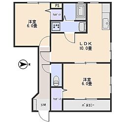 ボヌールシャトー 2LDKの間取図画像