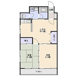 菊地ビル 4階2LDKの間取り