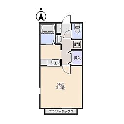 シャルムB 1Kの間取図画像