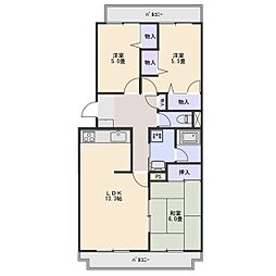 けやきヒルズ 1階3LDKの間取り