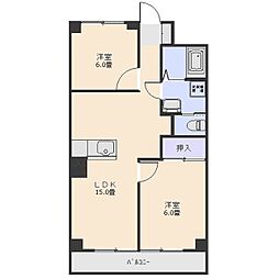 シェモワ前橋 4階2LDKの間取り